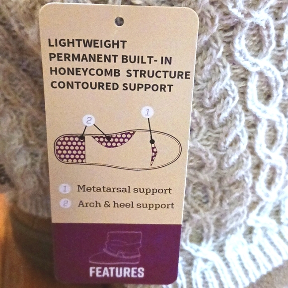 Muk Luks Slippers boots Knit Cuff ARCH/HEEL SUPPORT fleece womens L 9/10 tan - Picture 3 of 5